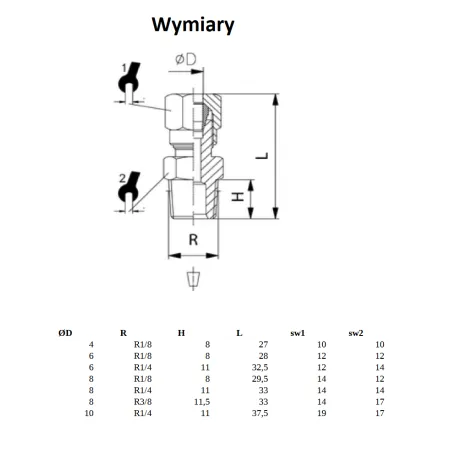 Złączka skręcana prosta wąż 8/6 mm gwint GZ 1/4